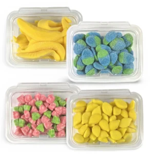 Fruit Flavored and Shaped Gummies, Watermelon, Raspberry, Strawberry, Banana