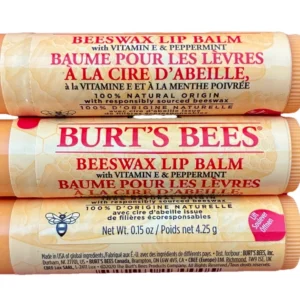 (Pack of 3) Burt's Bees 0.15oz Beeswax Lip Balm, 100% Natural Origin PEPPERMINT