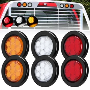 2" Inch LED Round Side Marker LED Clearance Tail Light 12V Truck Trailer Grommet